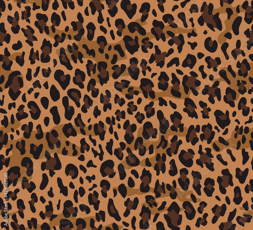 Leopard texture seamless tree background, modern print. Wild cat pattern.