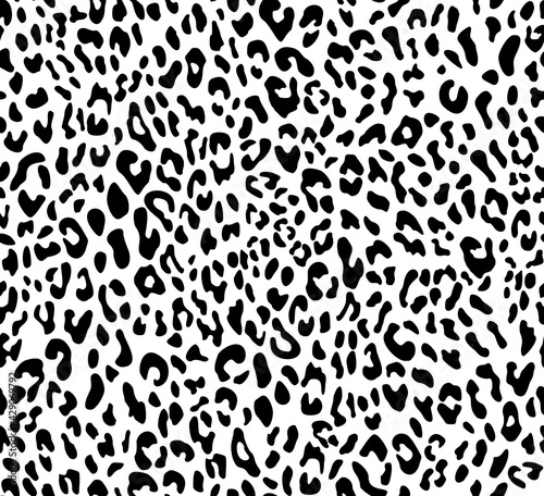 Leopard background vector pattern black and white spots. seamless print