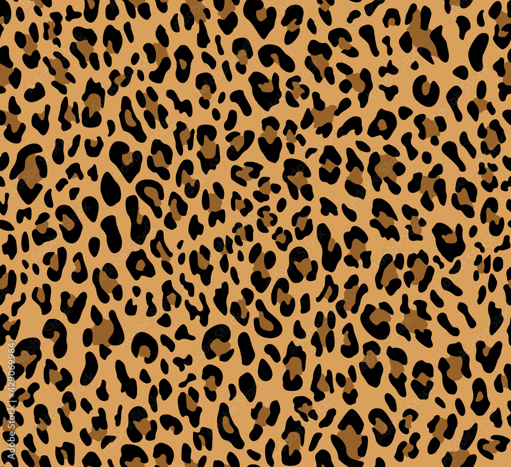 Fototapeta premium Leopard vector yellow background, seamless pattern, trendy print.