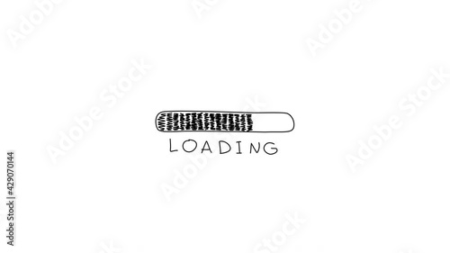 Animation of a Hand Drawn progress bar, classic doodle loading concept