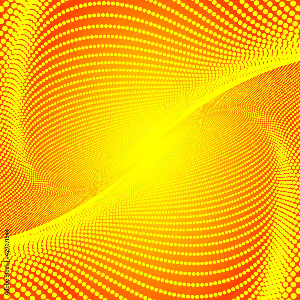 Bright solar flash of light on a beautiful orange background geometric figure from many smooth lines dots moving to the center of the screen Bright solar flash of light on a beautiful orange background geometric figure from many smooth lines dots moving to the center of the screen