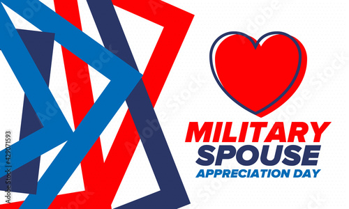 Military Spouse Appreciation Day. Celebrated in the United States. National Day recognition of the contribution, support and sacrifice of the spouses of the Armed Forces. Poster, card, banner. Vector