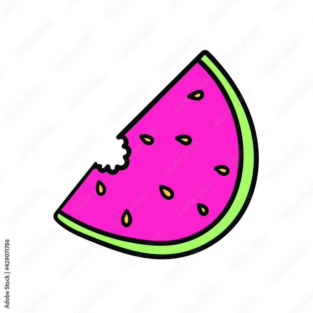 Hand drawn vector slice of watermelon. Summer design element with watermelon.Doodle line fruit. Vector illustration Hand drawn vector slice of watermelon. Summer design element with watermelon.Doodle line fruit. Vector illustration
