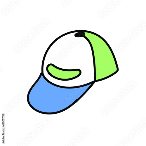 hand drawn baseball cap outline . Vector illustration
