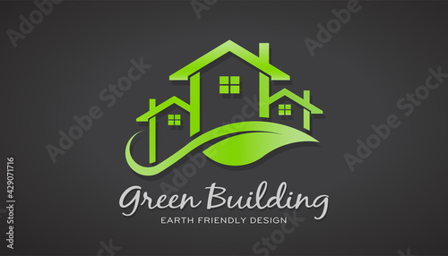 Eco Friendly Green house Logo. Vector Design