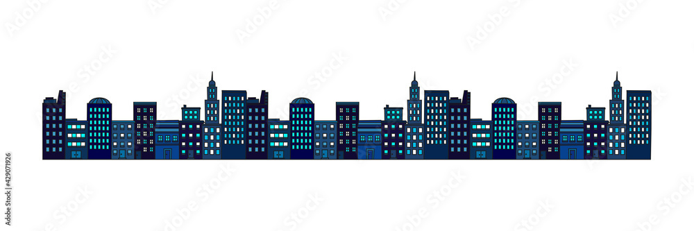 Ciudad. Edificios azules