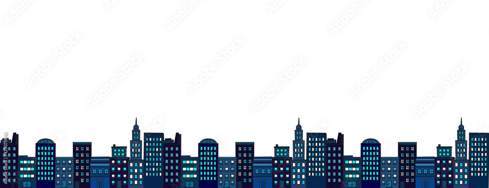 Obraz premium Ciudad. Edificios azules. Concepto de portada