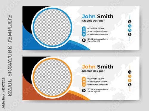 Minimal Email signature template or email footer, Personal Email signature with an author photo place