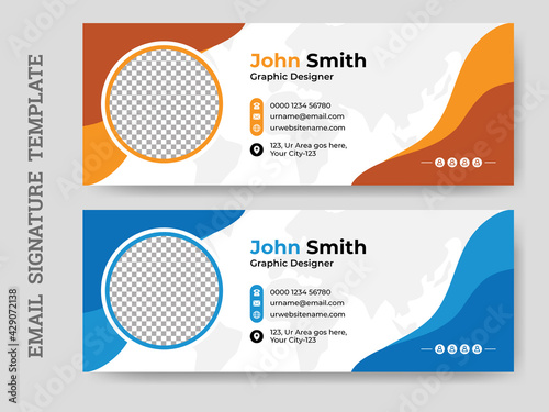 Elegant Corporate email signature or email  footer template with an author photo place, Business email signature template.