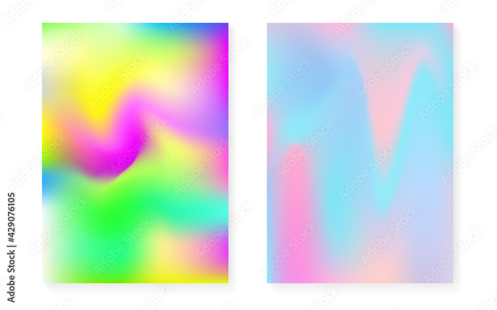 Hologram gradient background set with holographic cover. Hologram gradient background set with holographic cover.