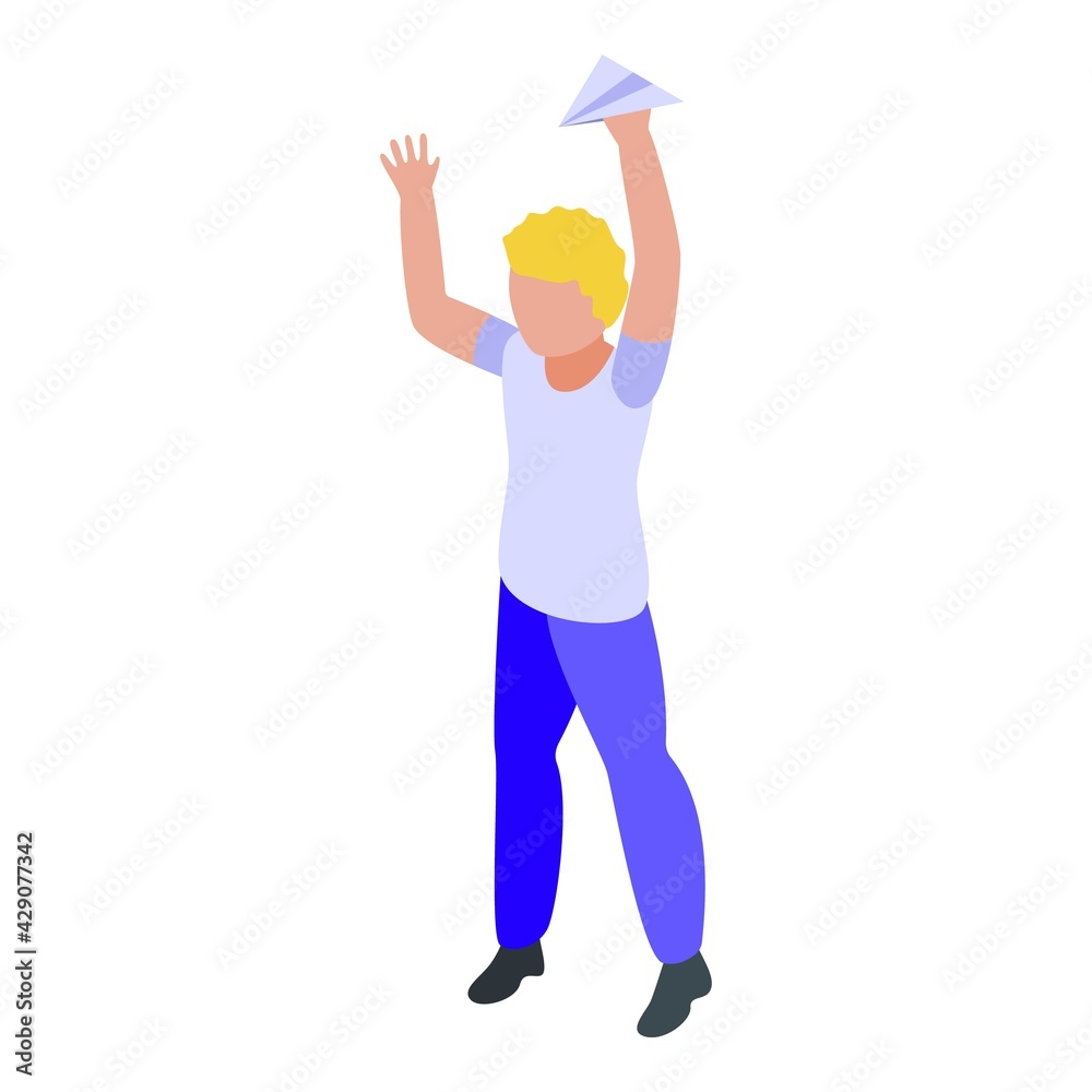 Hyperactivity airplane play icon. Isometric of Hyperactivity airplane play vector icon for web design isolated on white background Hyperactivity airplane play icon. Isometric of Hyperactivity airplane play vector icon for web design isolated on white background