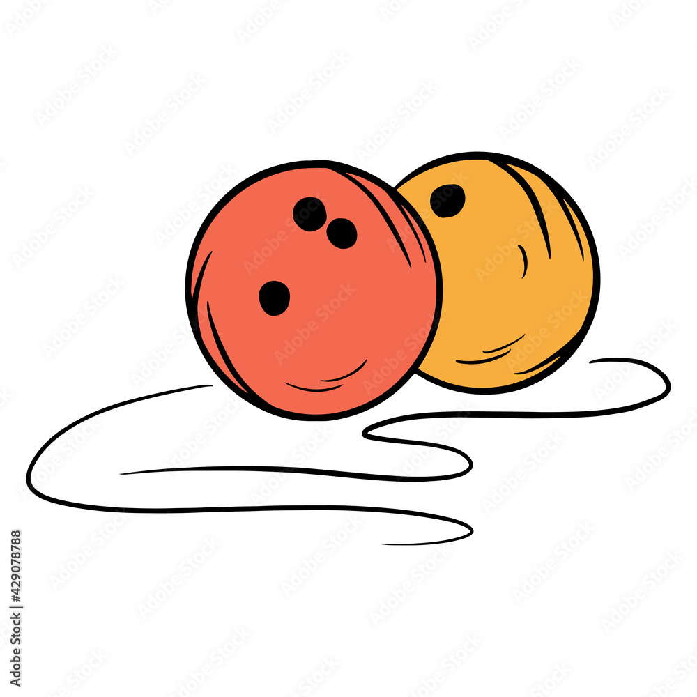 Bowling balls. Two balls. Required for bowling. Bowling Club. Cartoon style. Bowling balls. Two balls. Required for bowling. Bowling Club. Cartoon style.