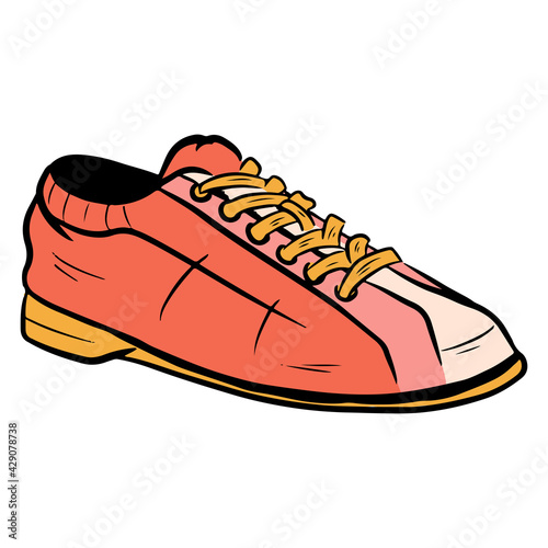Bowling shoes. Shoes for the game. Required for bowling. Bowling Club. Cartoon style.