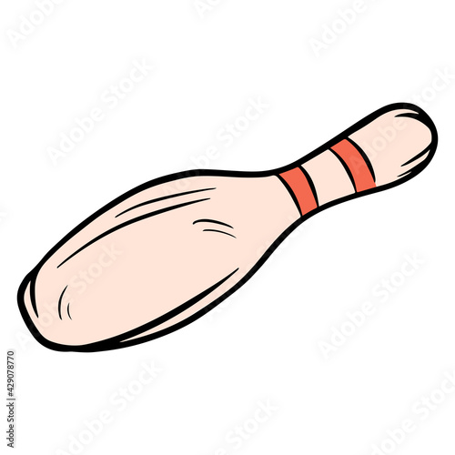 Point size. One pin for the game. Required for bowling. Bowling Club. Cartoon style.