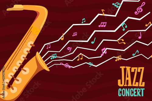 Jazz concert music saxophone instrument cartoon