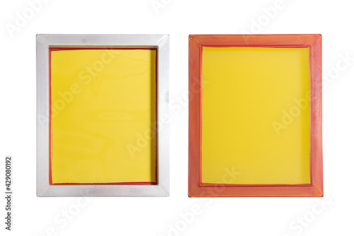 Set of screen printing aluminum frames, isolated
