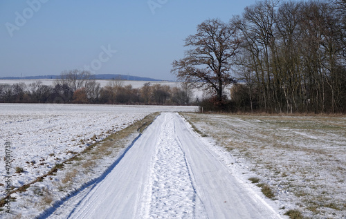 Feldweg bei Muschenheim im Winter © Fotolyse