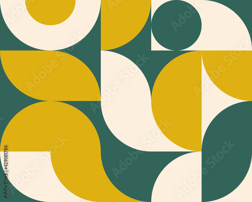 Artistic Scandinavian style poster in trending colors. Geometric pattern for web banner, decor of pillows in the interior, business presentations, corporate identity. Vector graphics.