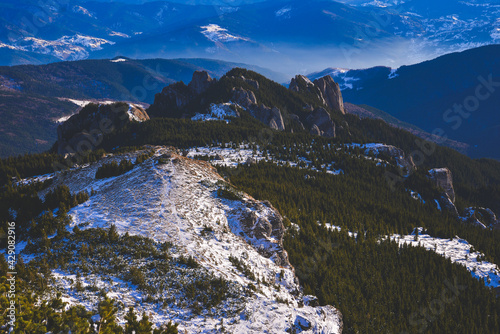 landscape with snow covered mountains