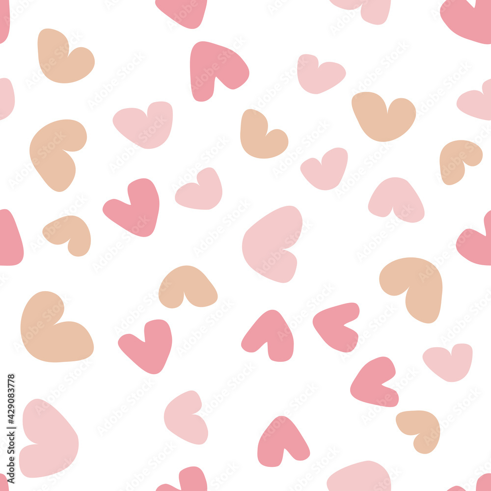 simple seamless pattern pink hearts