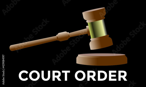 judge gavel, black background, vector illustration 