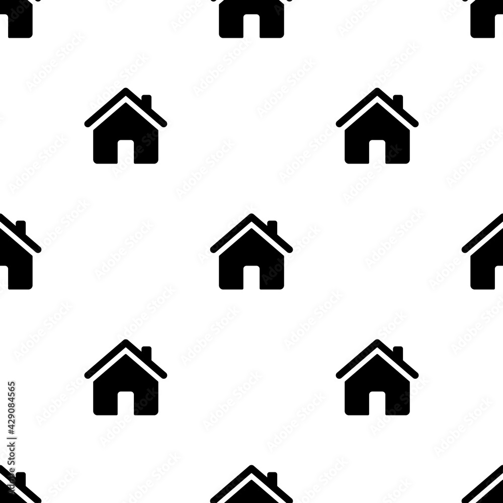 Seamless pattern with house icons Home black silhouettes pattern. Vector illustration isolated on white Seamless pattern with house icons Home black silhouettes pattern. Vector illustration isolated on white