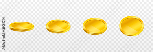 Vector set of gold coins. Coins from different angles. Money, coins png. PNG. Vector image.