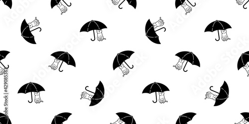 cat seamless pattern kitten umbrella calico vector pet cartoon sleeping scarf isolated animal repeat background tile wallpaper illustration doodle design © CNuisin