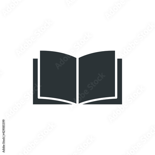 Book icon. Open pages. Education symbol. Book black silhouette. Reading concept. Vector illustration isolated on white