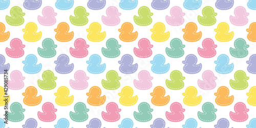 duck seamless pattern rubber duck bathroom shower dash line toy chicken bird vector pet scarf isolated cartoon animal tile wallpaper repeat background doodle illustration pastel color design