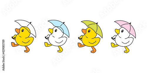 duck vector icon umbrella logo bird chicken cartoon character symbol doodle illustration design