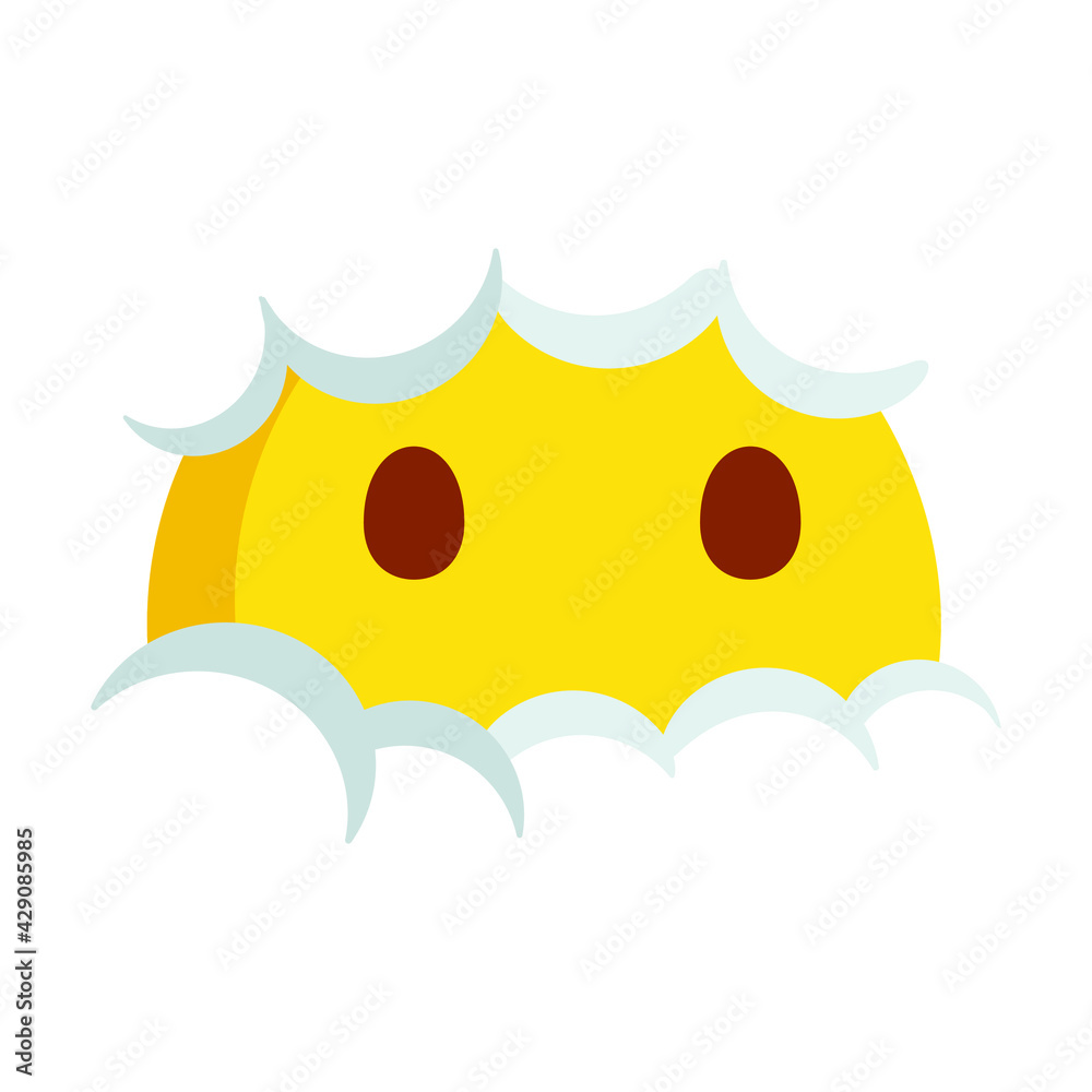 Face In Clouds Emoji Icon Illustration. Brain Fog Vector Symbol Emoticon Design Doodle Vector