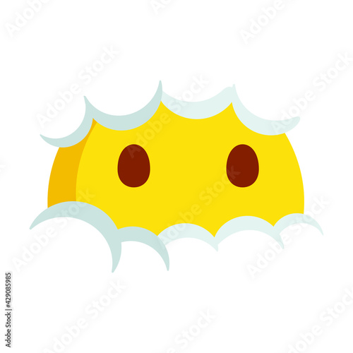 Face In Clouds Emoji Icon Illustration. Brain Fog Vector Symbol Emoticon Design Doodle Vector.
