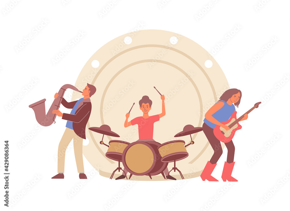 Fototapeta premium Jazz Rock Performers Composition