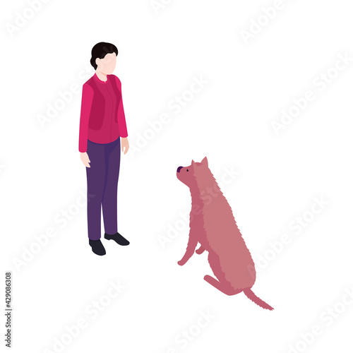 Sitting Dog Woman Composition
