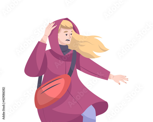 Strong Wind Woman Composition