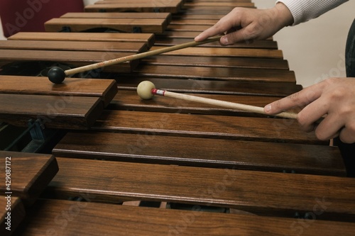 hands of a person playing the xylophone photo
