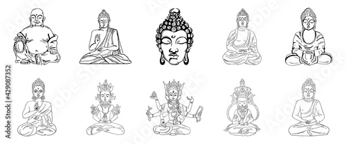 Vector illustration of Buddha, meditation and yoga