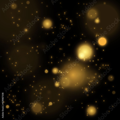 Wallpaper Mural Vector eps 10 gold particles. Glowing yellow bokeh circles, sparkling golden dust abstract gold luxury background decoration Torontodigital.ca