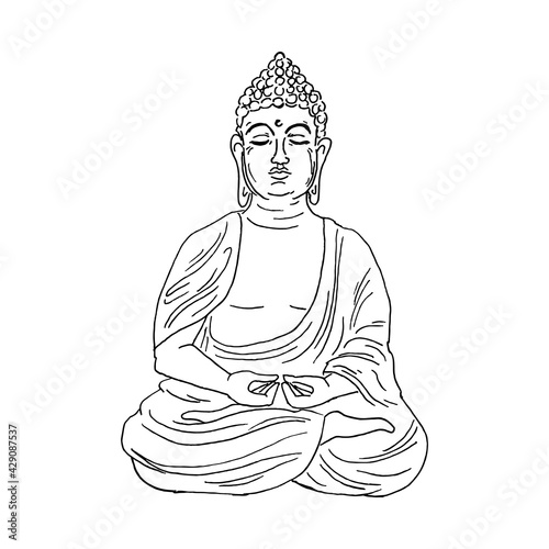 Vector illustration of Buddha, meditation and yoga