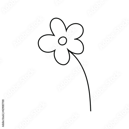 doodles with plants, flowers,and daisies. Linear vector illustration. hand-drawn symbols and style objects . simple, black drawing for sticker, decor, postcard, badge, coloring book, logo