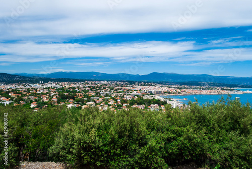 landscape of medierranean city with sky and sea photo