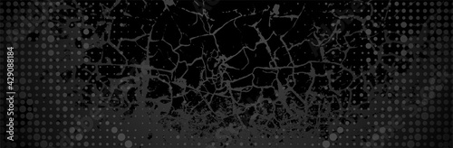 Black Grunge Background. Dot pattern. Dirty metal surface. Dark texture. Vector illustration