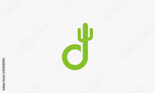 cactus letter D logo design vector. isolated on white background.