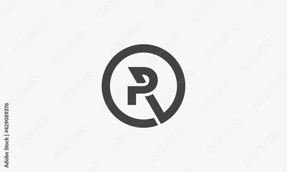circle logo letter R or RP or PR isolated on white background. circle logo letter R or RP or PR isolated on white background.