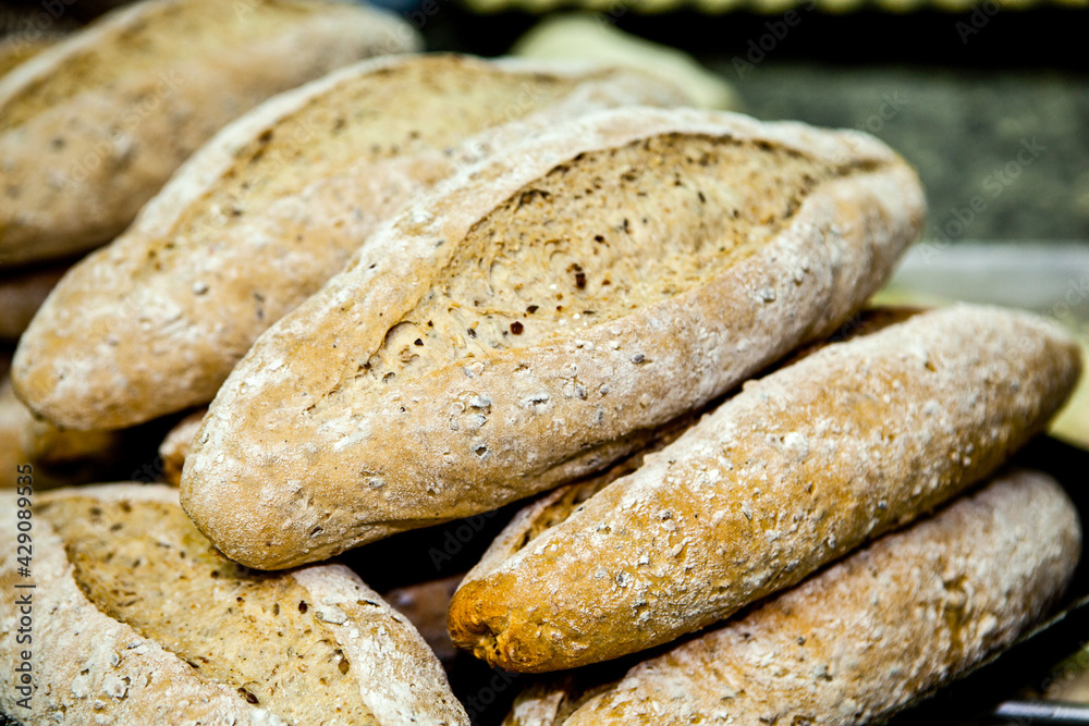 Whole French bread with natural fermentation