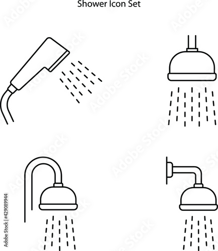 shower icon set isolated on white background from bathroom collection. shower icon thin line outline linear shower symbol for logo, web, app, UI. shower icon simple sign.