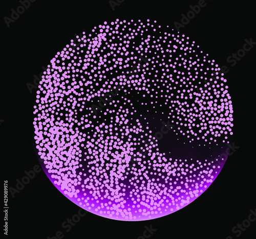 An abstract orb composed of dots and particles. Vector illustration of a sphere.