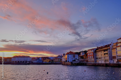 Sunset in the Asturian town of Luanco (Lluancu), in Asturias.