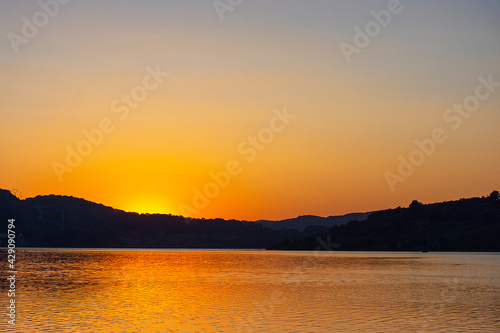 sunset over the lake